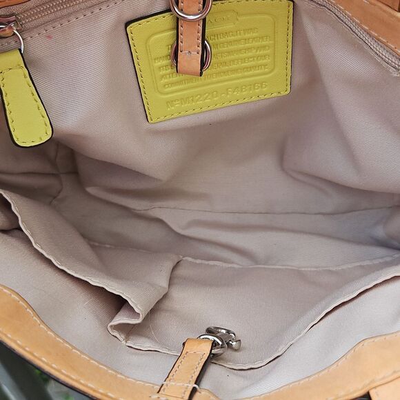 Coach Yellow Patent Leather Mini Tote Bag Embossed Signature Style No. M1220-F4 - Picture 5 of 14